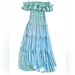 Blue Off-Shoulder Maxi Dress